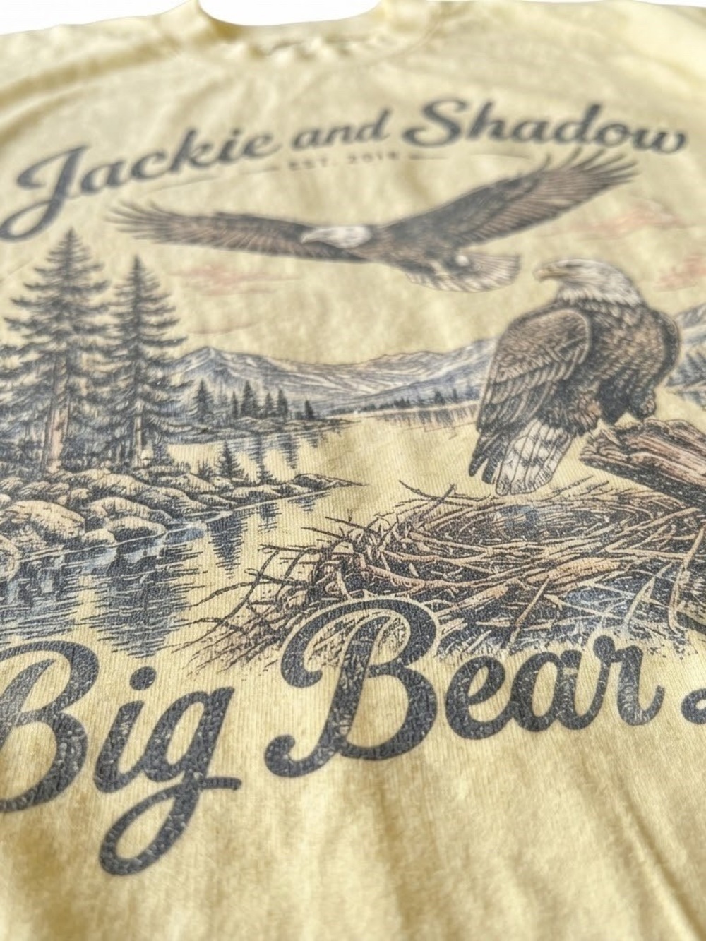 Gildan Big Bear Lake Eagle Graphic Tee - Pale Yellow - Picture 2 of 2